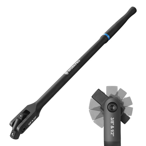 WORKPRO 16-inch dual-drive breaker bar with a 360-degree head for versatile leverage.
