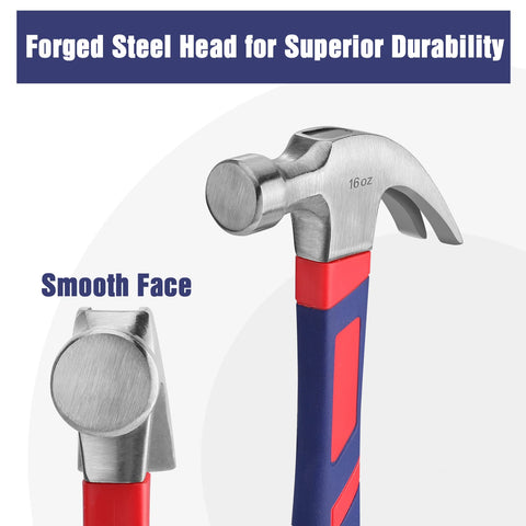 WORKPRO 16oz fiberglass hammer head designed for durable, heavy nailing tasks.
