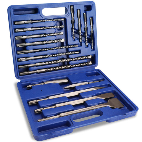 WORKPRO 17-piece SDS-Plus set in case for versatile masonry drilling