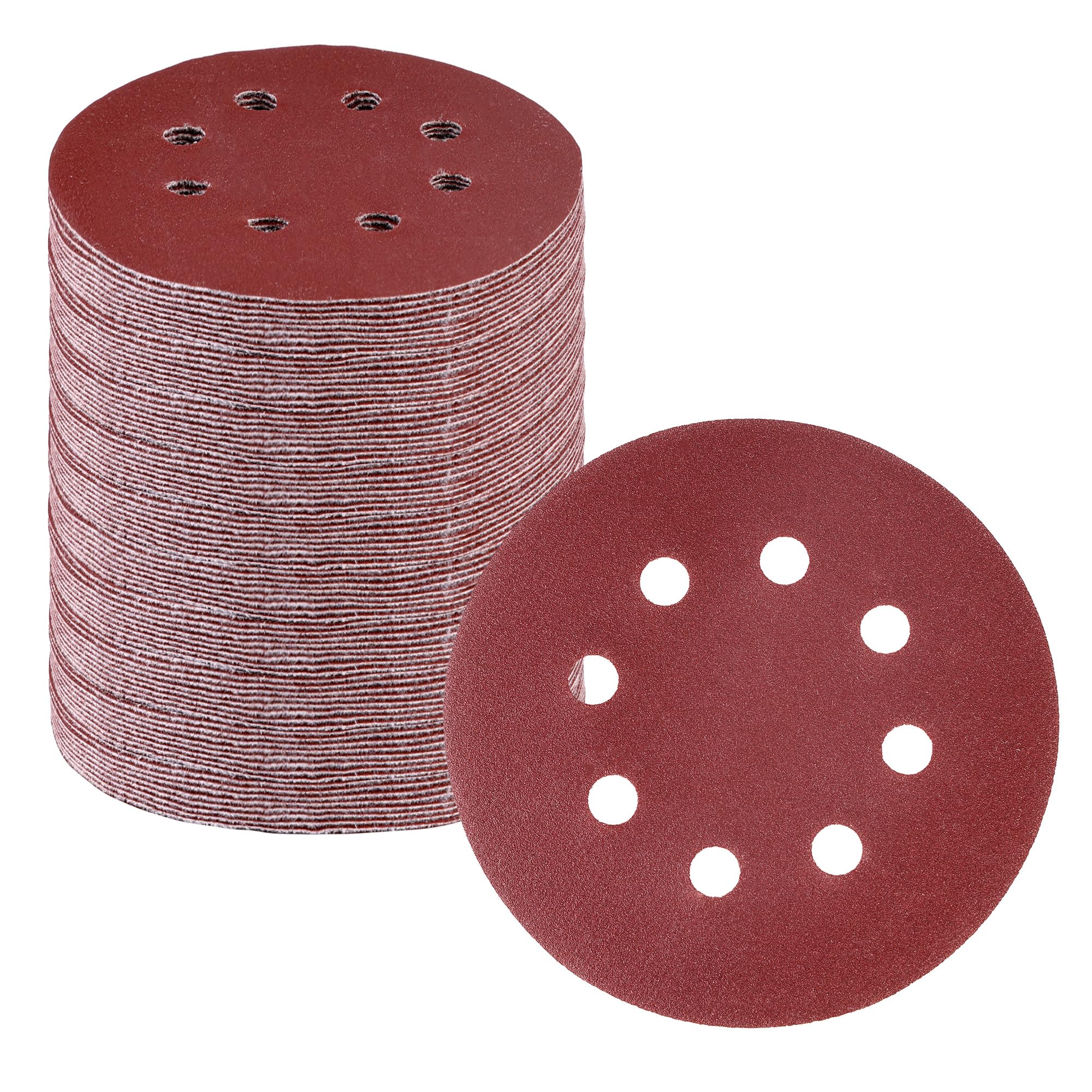WORKPRO 170-piece sanding disc set, 5-inch with 8-hole back for versatile sanding tasks.