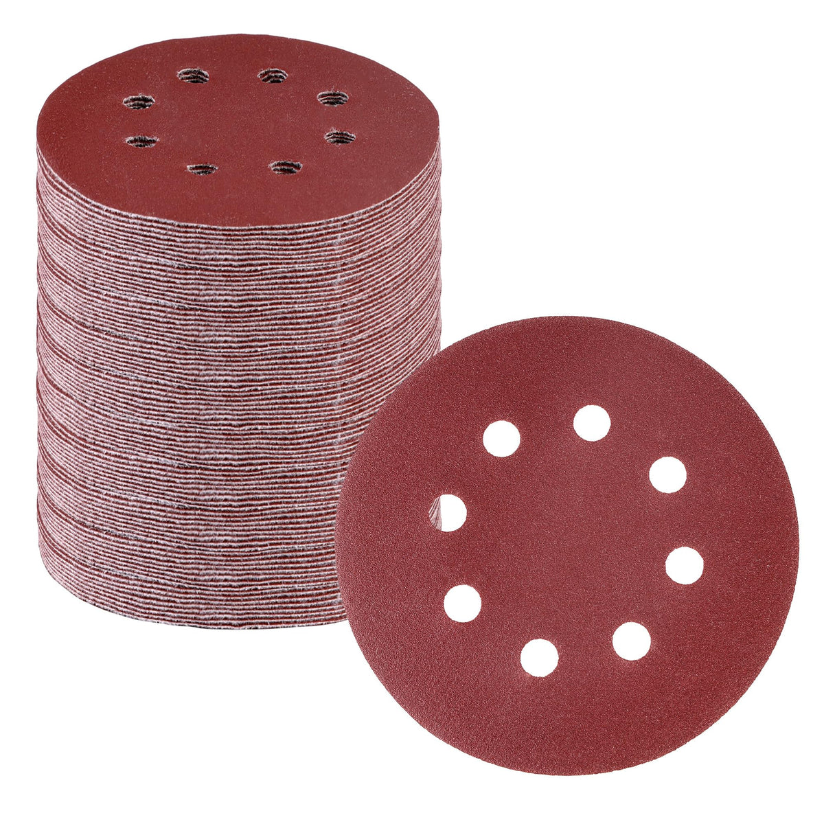 WORKPRO 170-piece sanding disc set, 5-inch with 8-hole back for versatile sanding tasks.