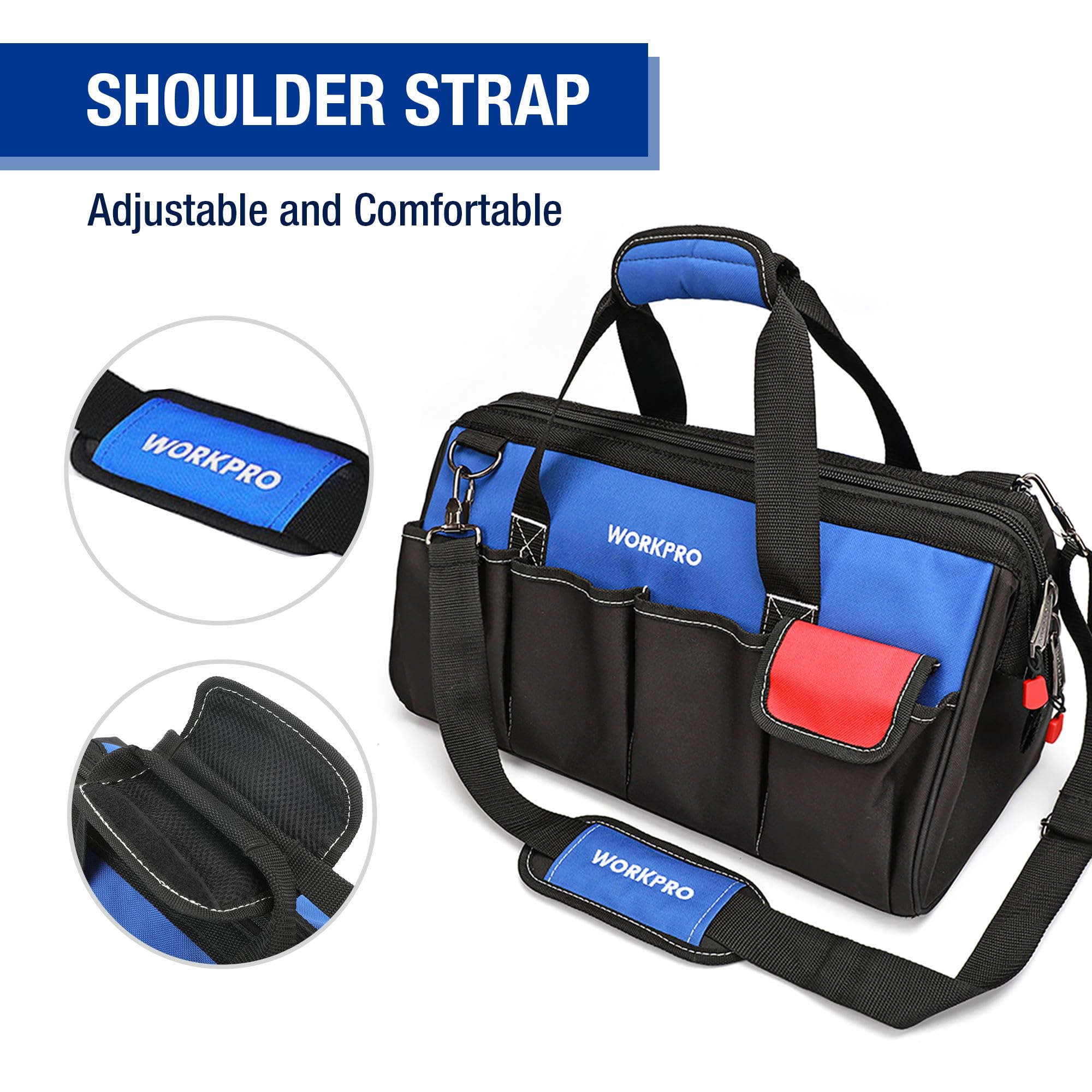 WORKPRO large interior compartment fits multiple tool sets and parts