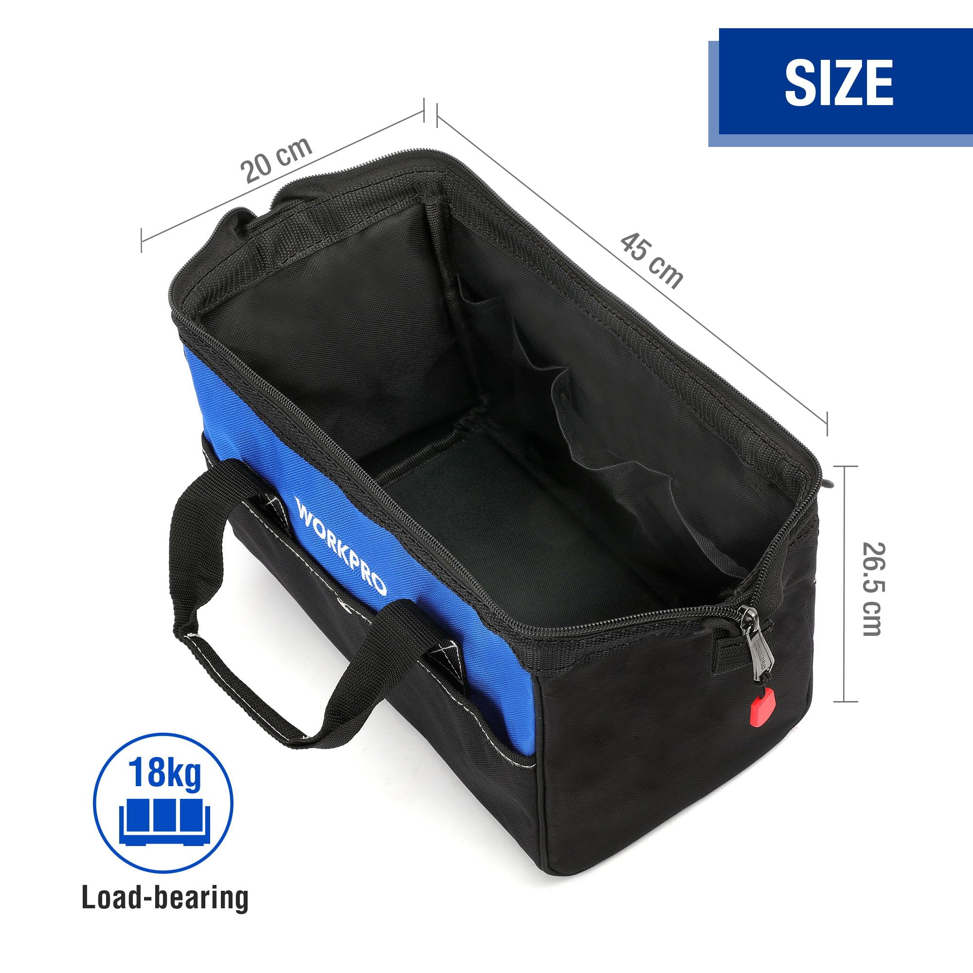 WORKPRO sturdy bottom supports weight and keeps tools stable