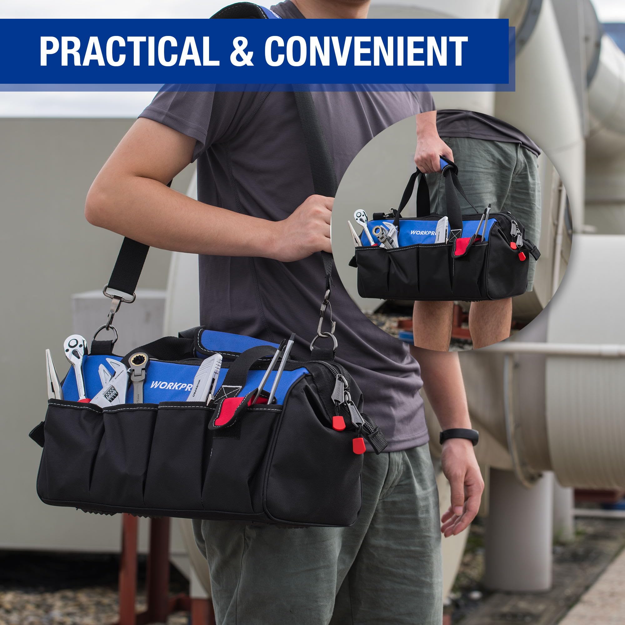 WORKPRO tool organization bag ideal for on-site jobs and workshops