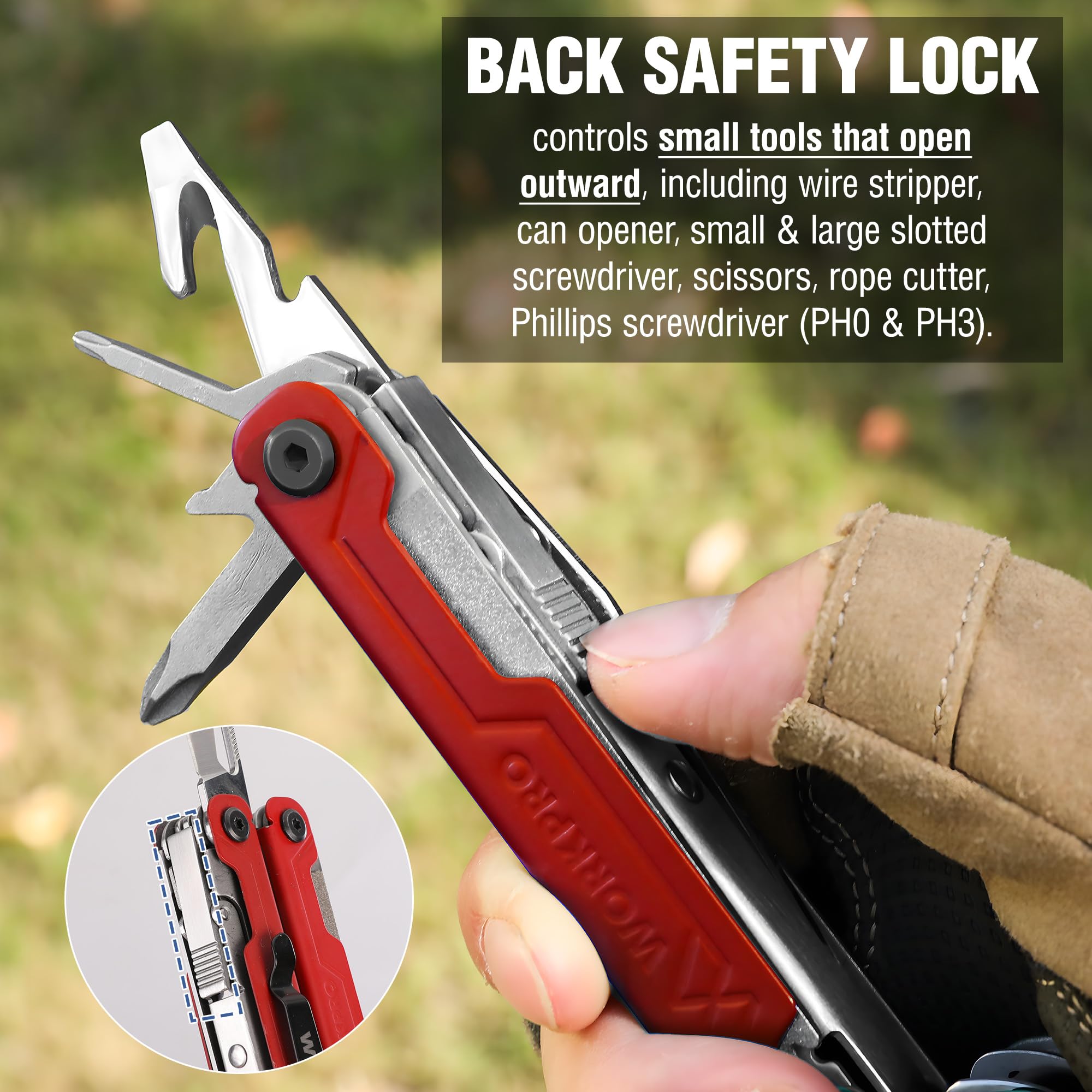 Workpro safety locks ensure controlled tool deployment for safe handling