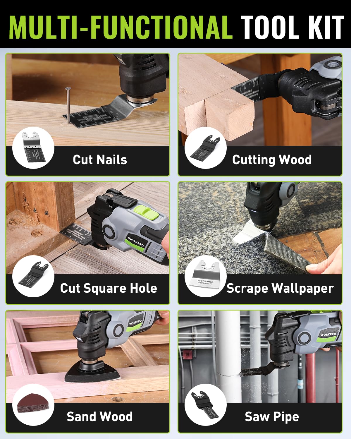 WORKPRO 21-piece accessory kit expands cutting, grinding, and sanding options
