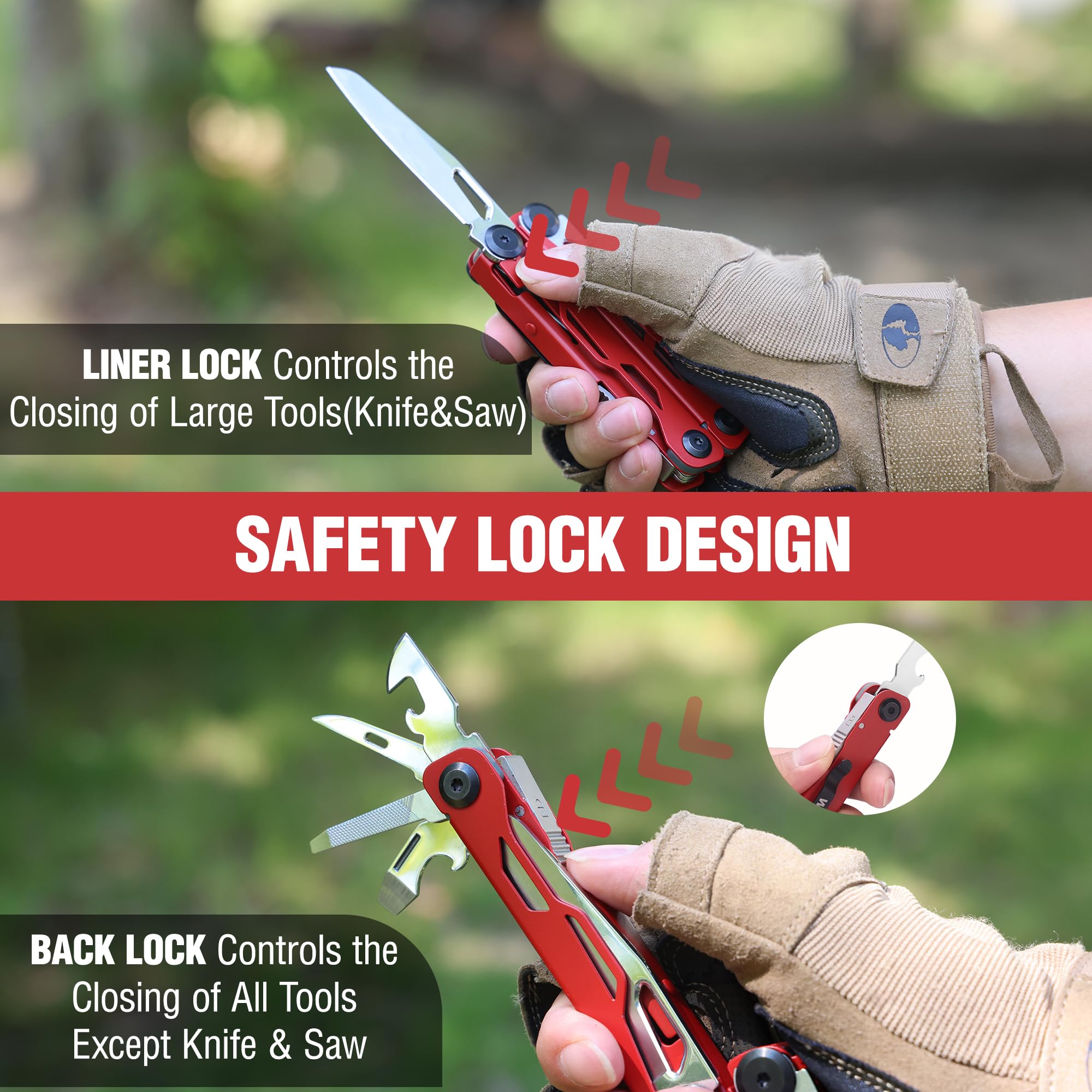 WORKPRO 24-in-1 multitool case sheath keeps tools protected during travel.