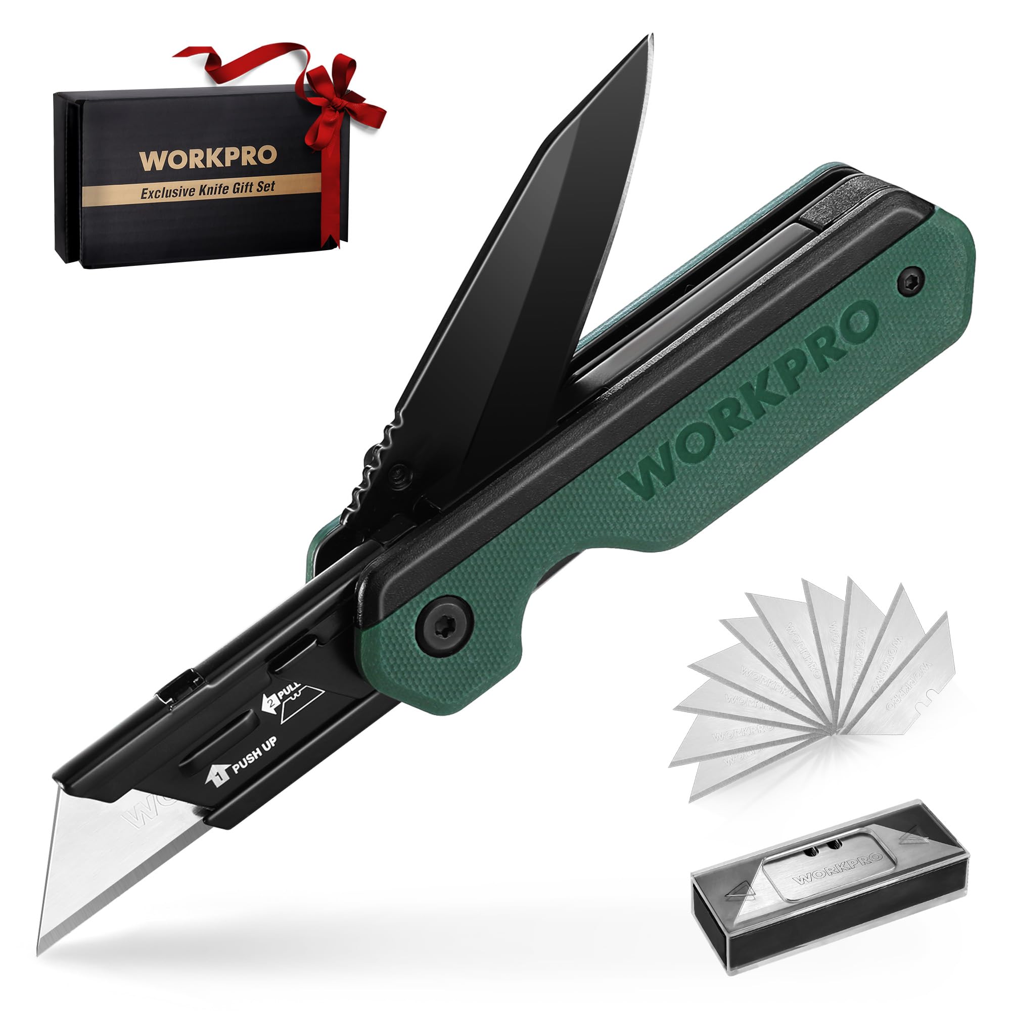 WORKPRO 2-in-1 folding knife closed for portable daily tasks
