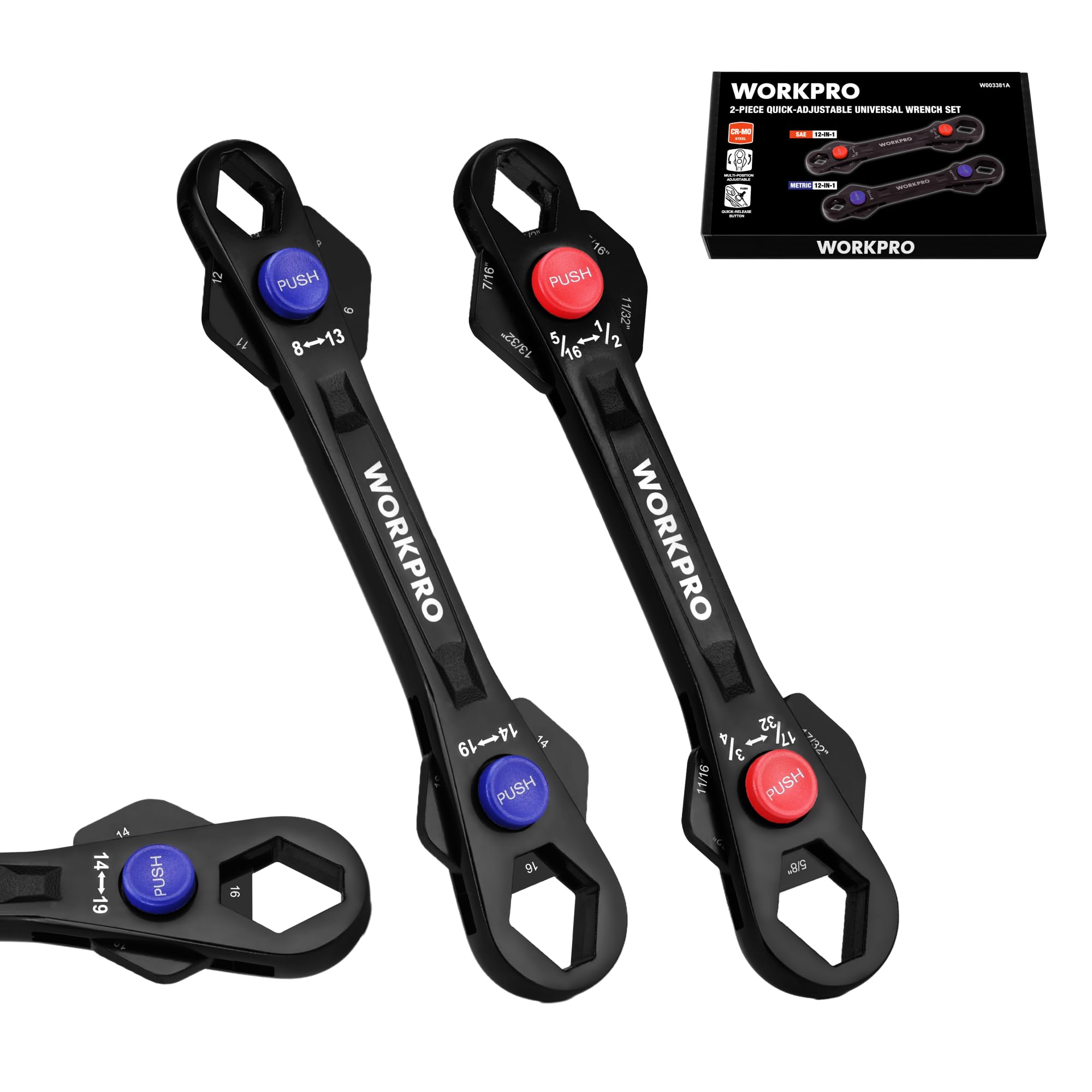 Workpro 2-piece wrench set with compact design for easy portability.
