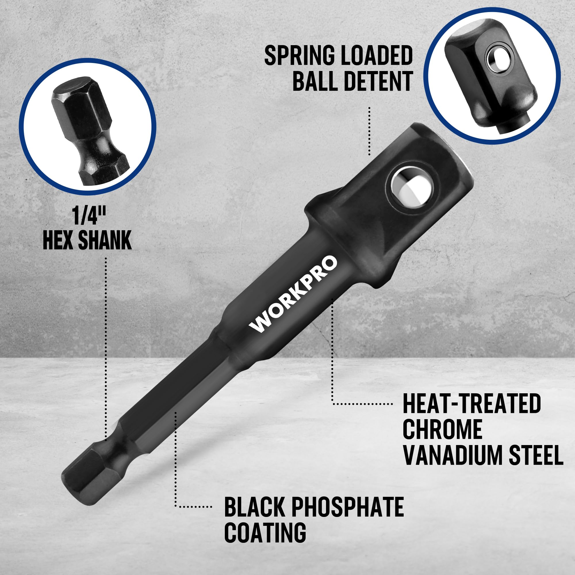 WORKPRO reducer 3/8 to 1/2 enables adapters for larger fasteners.