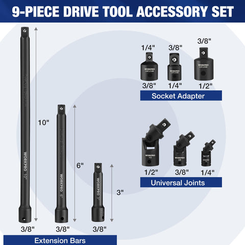 WORKPRO 3-inch extension bar reaching into tight spaces