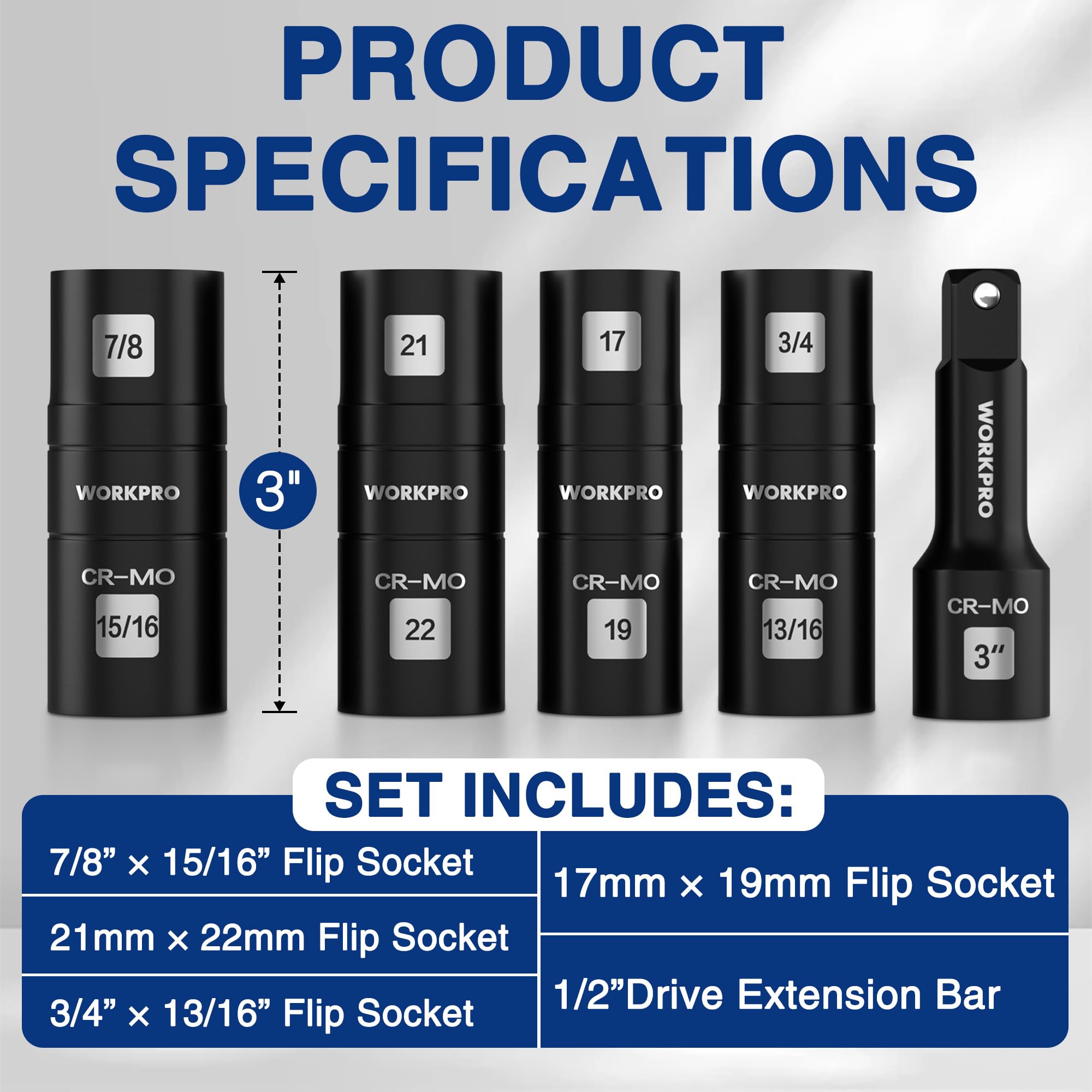 WORKPRO 3-inch extension bar provides extra reach for hard-to-access fasteners.