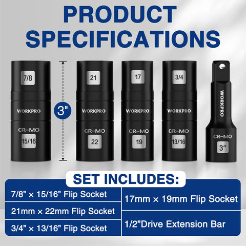 WORKPRO 3-inch extension bar provides extra reach for hard-to-access fasteners.