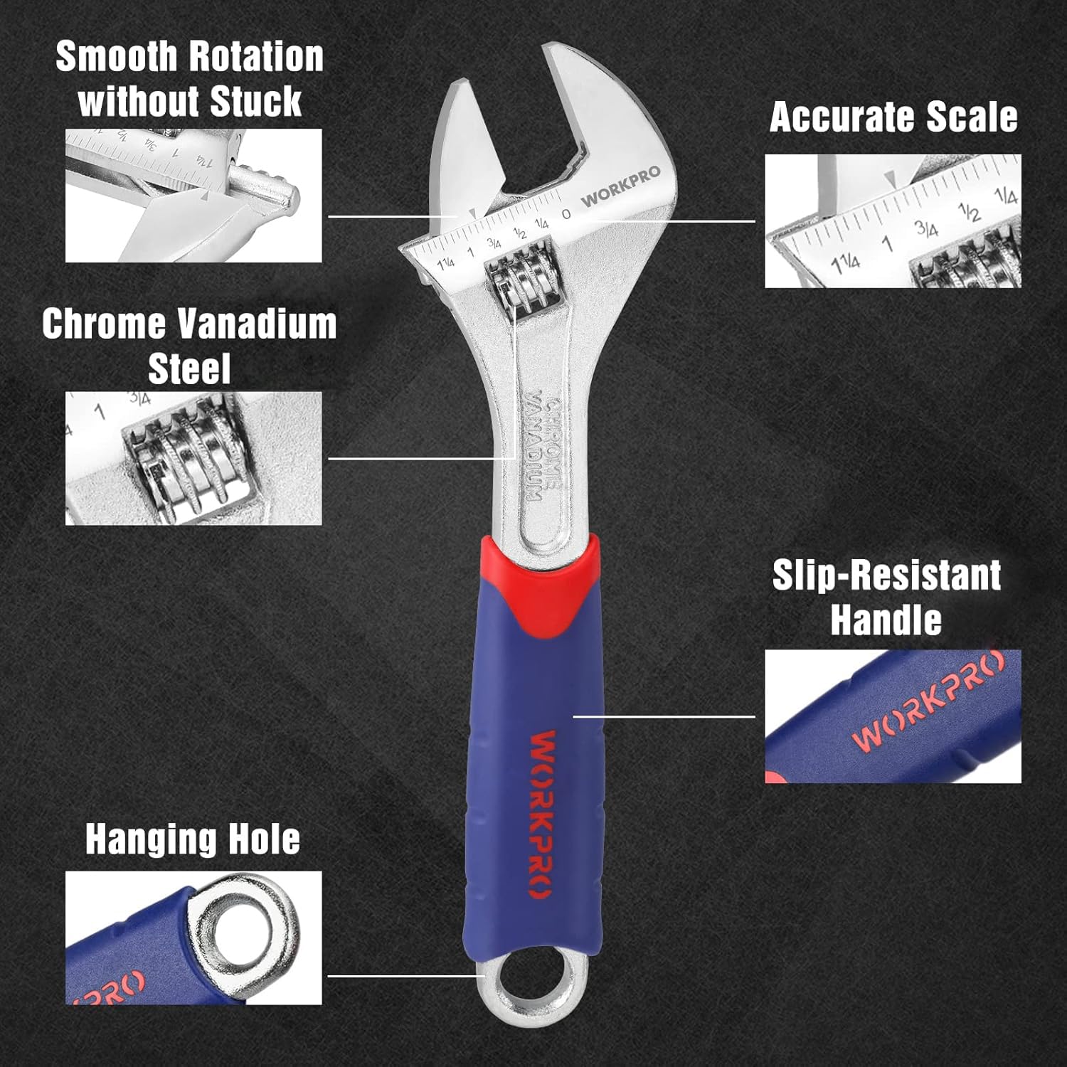 Ergonomic rubberized handle provides comfortable, secure grip during tasks.