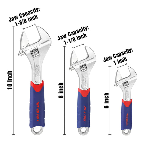 WORKPRO chrome-plated wrenches resist rust for long-lasting durability.