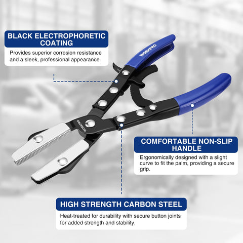 WORKPRO 12-inch hose pinch-off pliers for durable fuel line handling