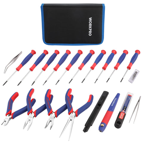WORKPRO 33pcs repair tool set with pouch keeps electronics organized
