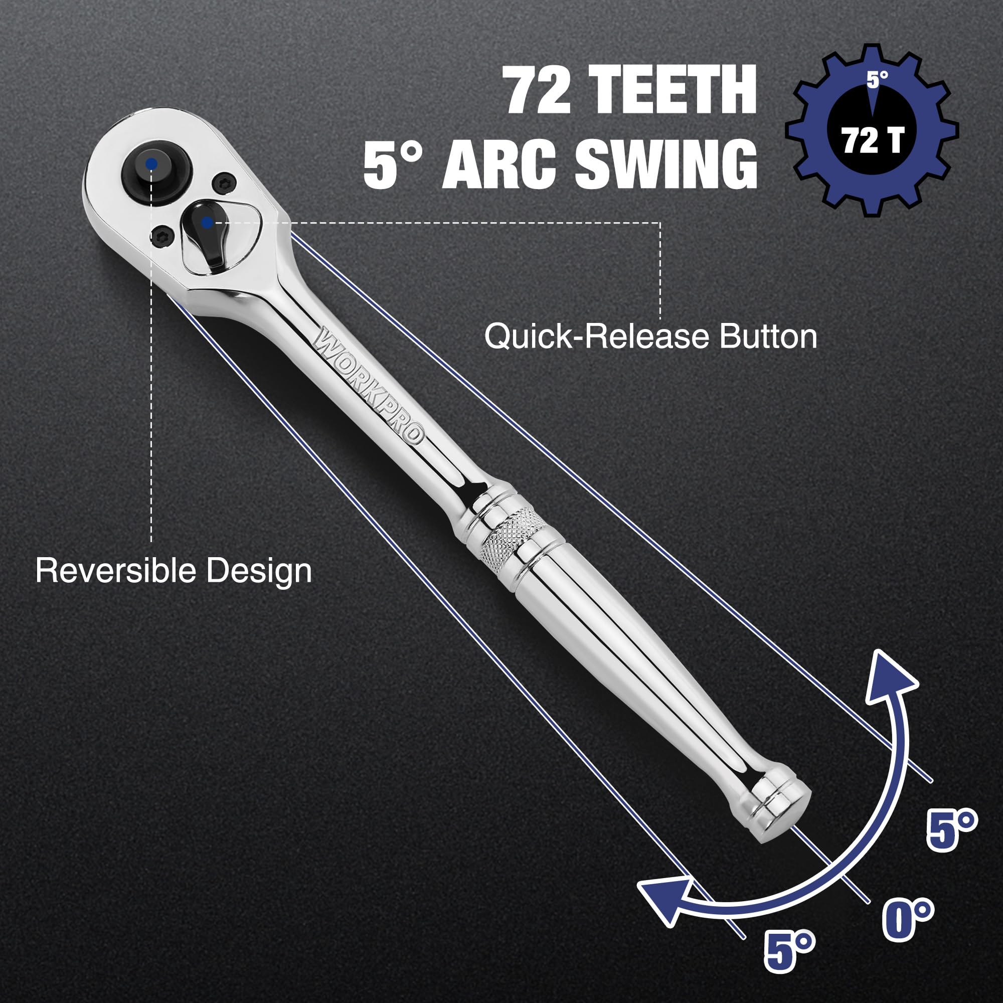 Reversible design simplifies tightening and loosening without removing sockets.