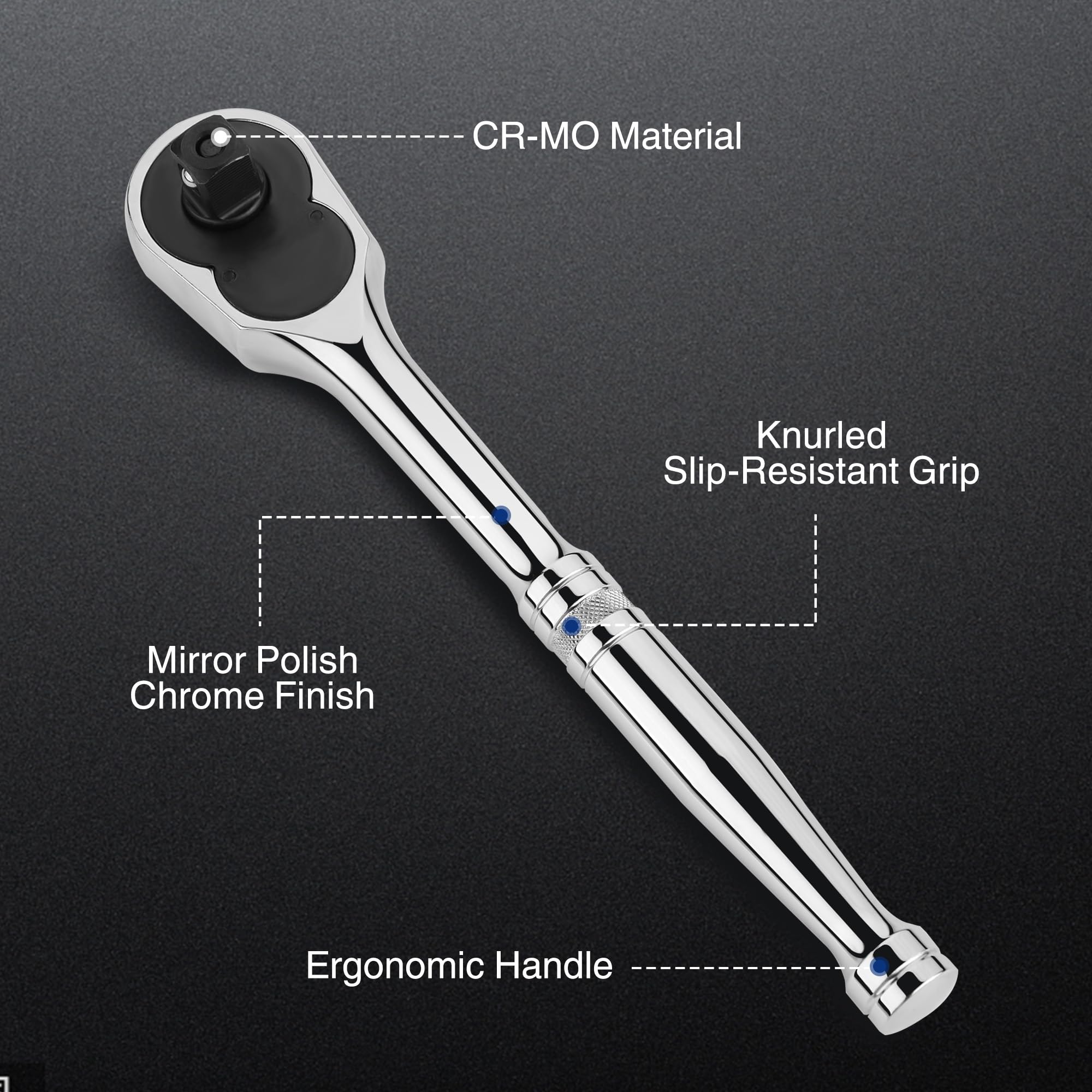 Ergonomic knurled handle helps reduce fatigue during long sessions.