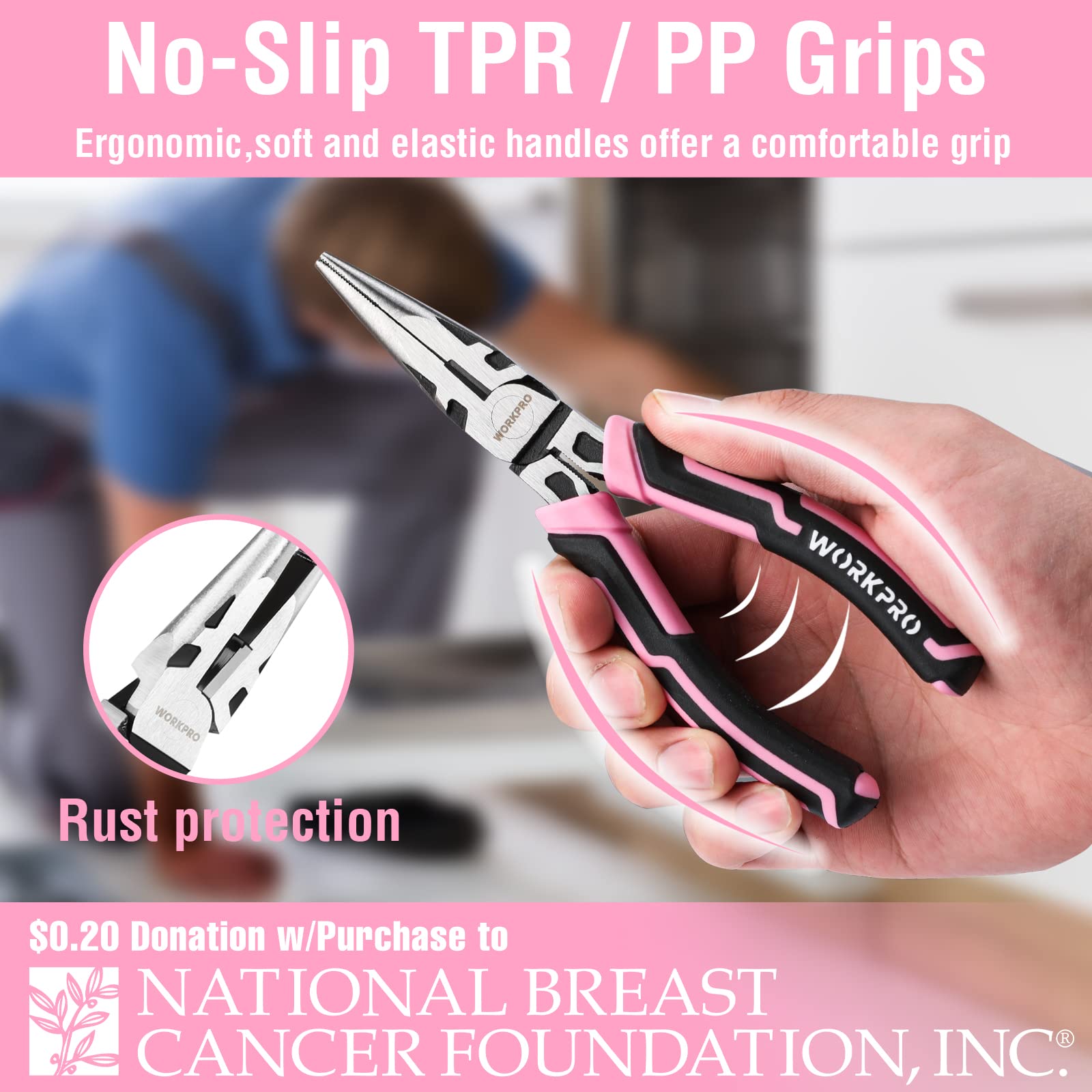 WORKPRO groove-joint pliers demonstrating adjustable leverage