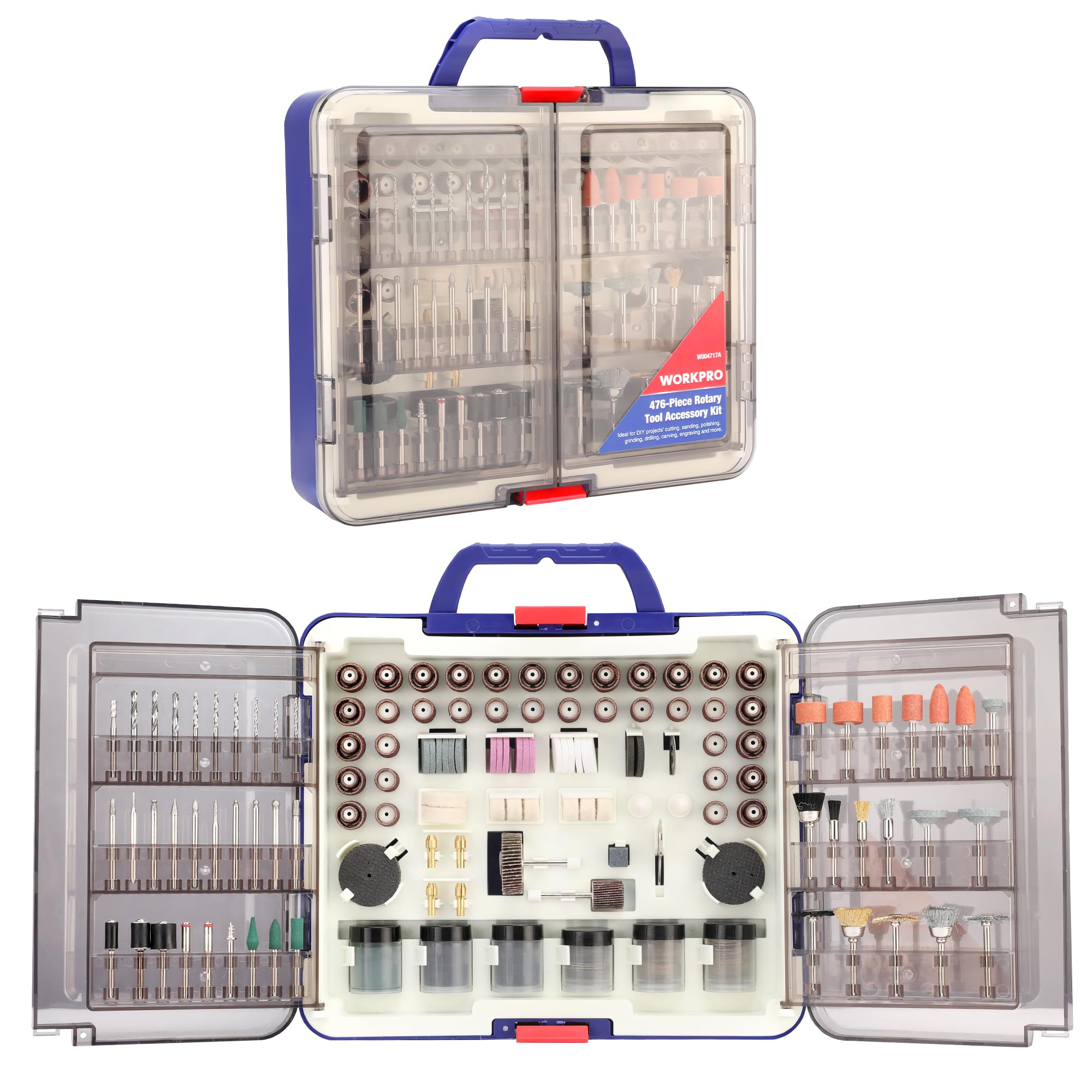 WORKPRO rotary tool kit overview with versatile accessories for DIY tasks.