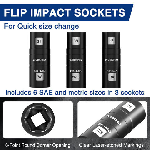 WORKPRO 21mm dual-head socket for common metric fasteners in workshop