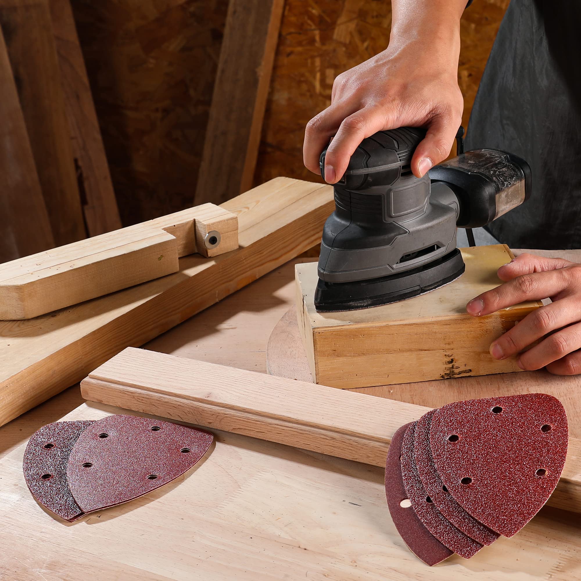 WORKPRO 5-hole pads optimize dust extraction for cleaner sanding results.