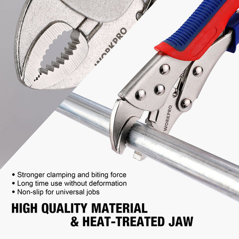 WORKPRO 6-1/2-inch straight jaw locking plier ideal for universal gripping tasks.