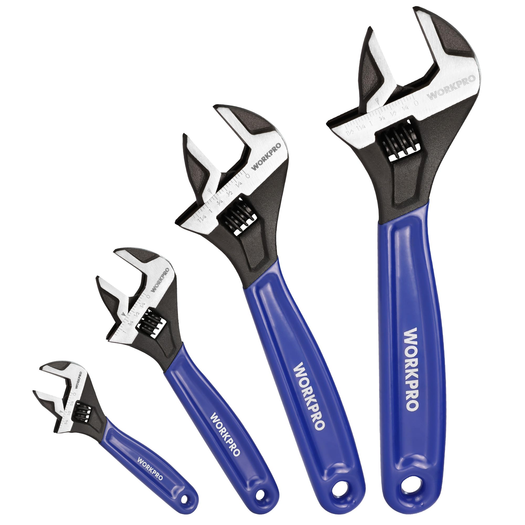 WorkPro 6-inch adjustable wrench with smooth jaw adjustment for precise grip.