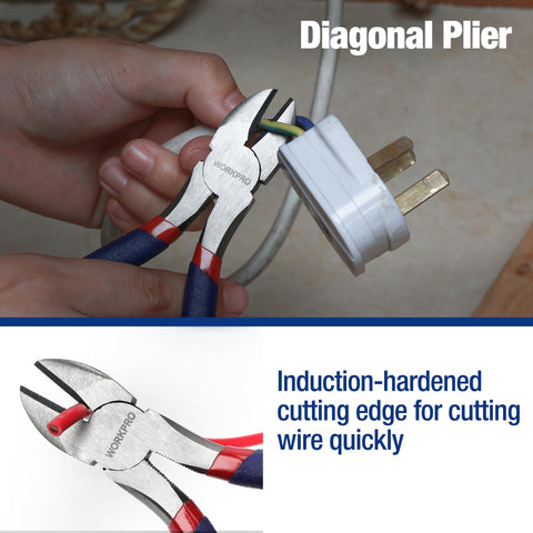 WORKPRO 6-inch diagonal pliers for clean, controlled cuts.