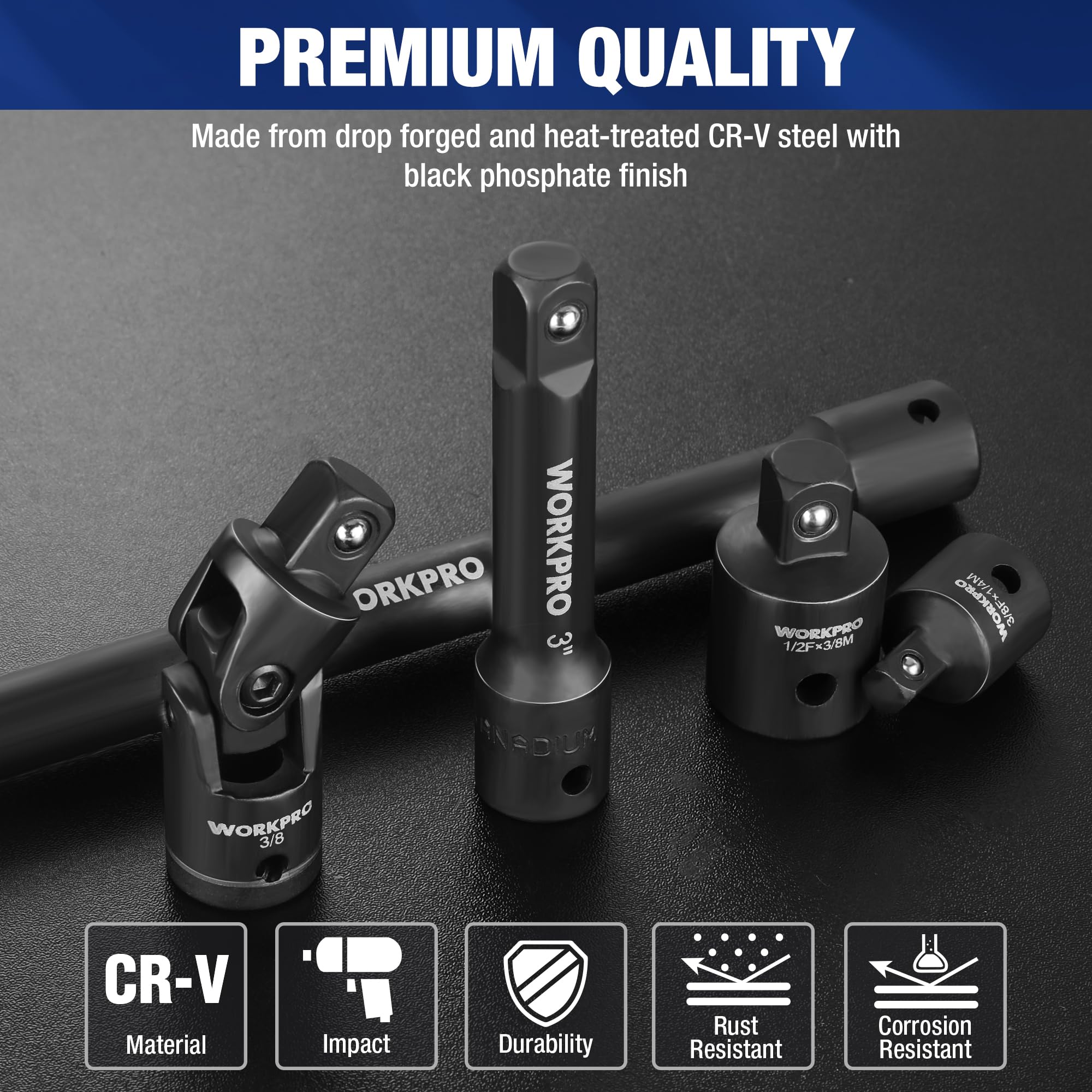 WORKPRO 6-inch extension bar aiding mid-reach fasteners