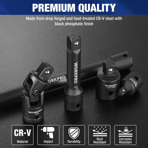 WORKPRO 6-inch extension bar aiding mid-reach fasteners