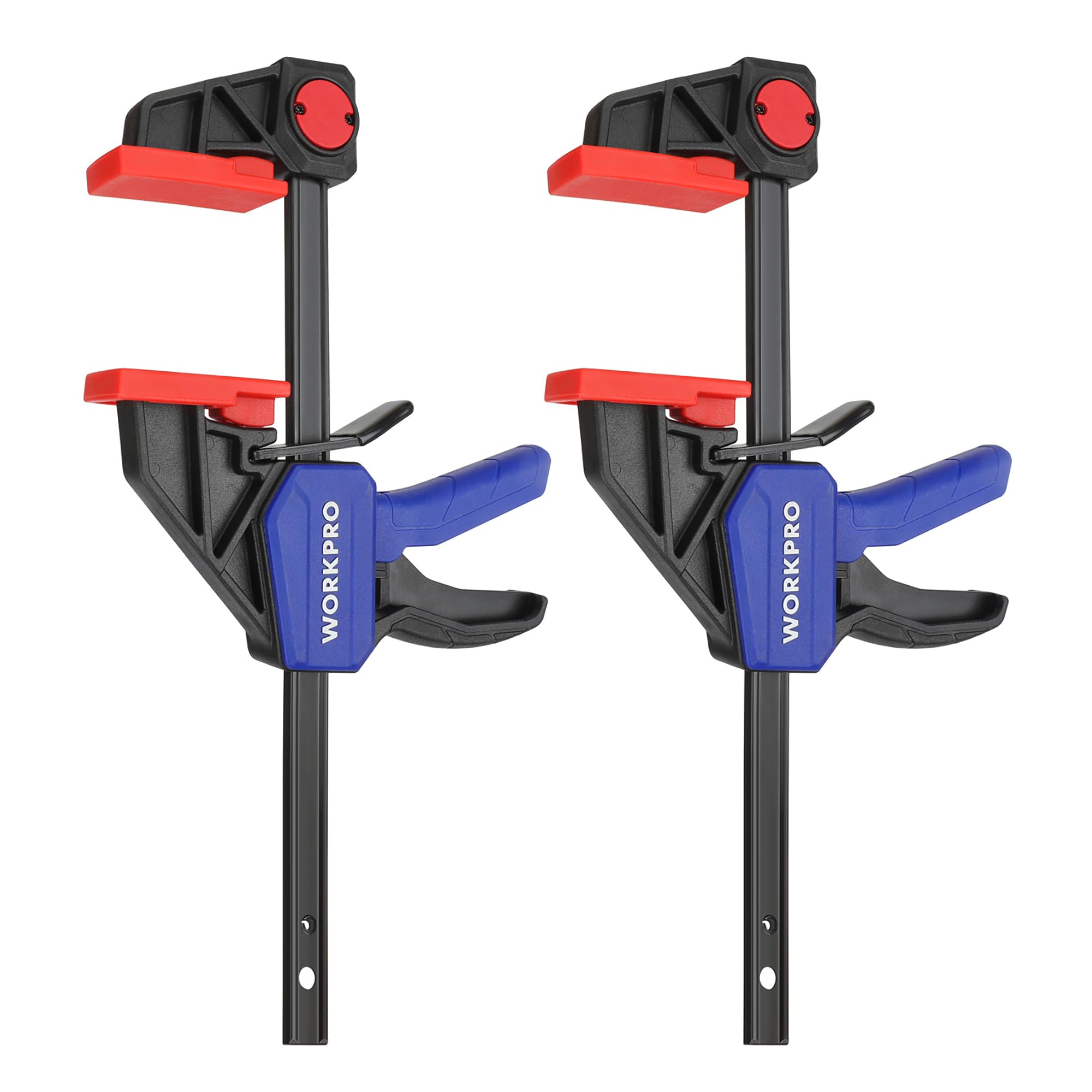 WORKPRO 6-inch woodworking clamps provide a secure grip for precise assembly.