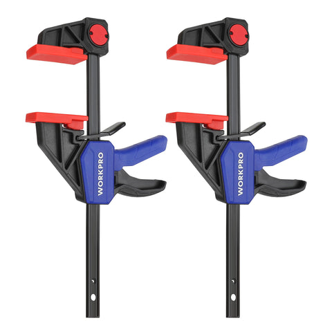 WORKPRO 6-inch woodworking clamps provide a secure grip for precise assembly.