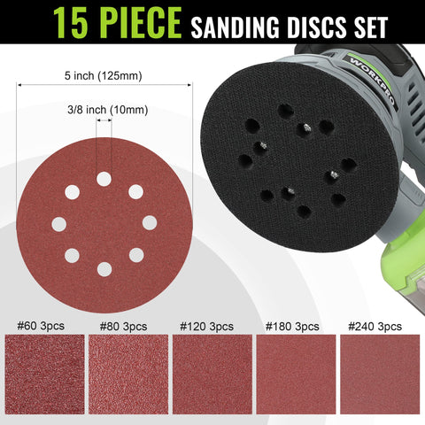 WORKPRO sander with 6-speed dial control for precision finishing