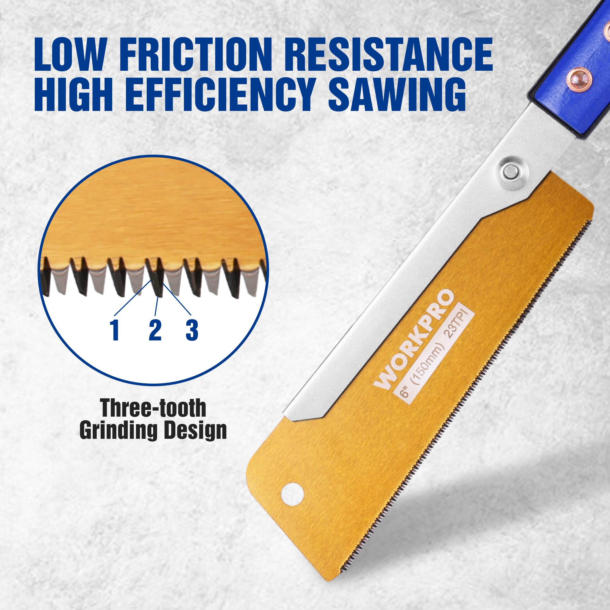 WORKPRO 6-inch pull saw performing a precise dovetail cut