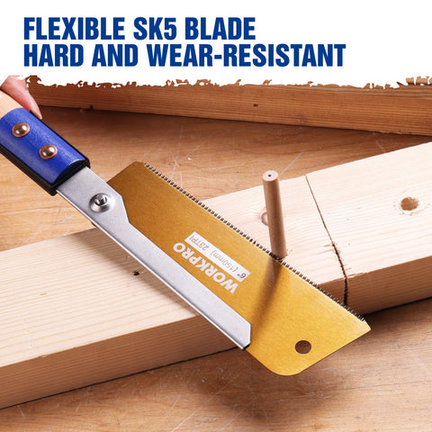 WORKPRO saw spine reinforced for straight, controlled cuts