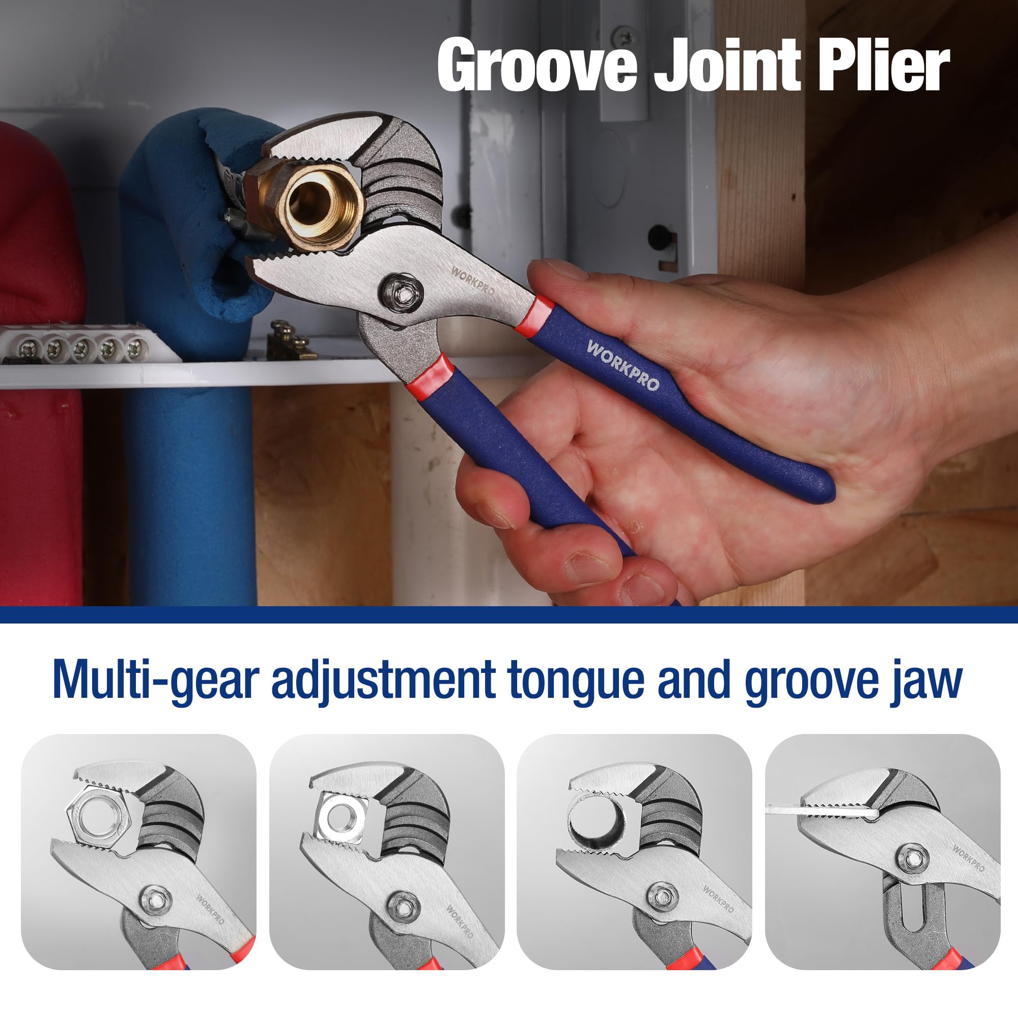WORKPRO 7-inch linesman pliers with sturdy grip and cutting capability.
