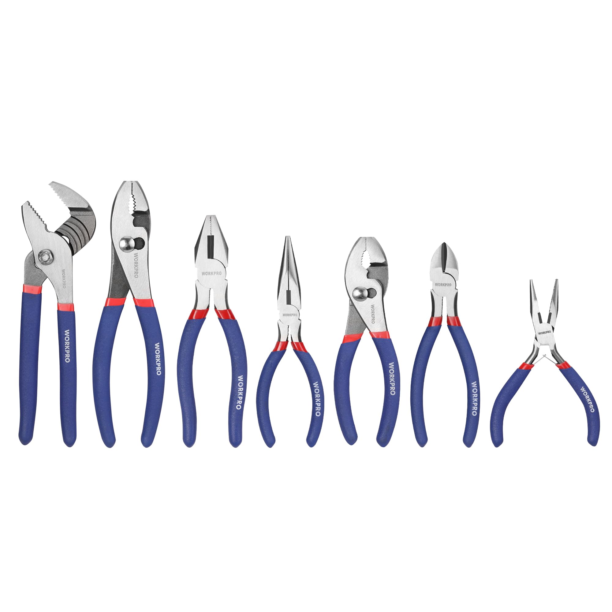 WORKPRO 7-piece pliers set with groove joint, ideal for versatile DIY tasks.