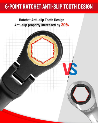 Close-up of WORKPRO 72-teeth ratchet gear for smooth operation