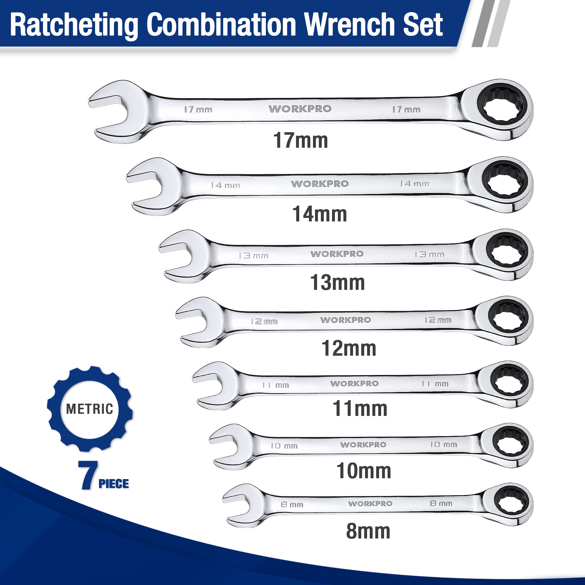 WORKPRO 72-teeth ratchet in action enables smooth tightening.