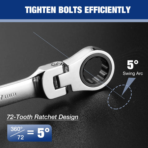 WORKPRO 72-tooth ratchet in metric wrenches provides precise turning.