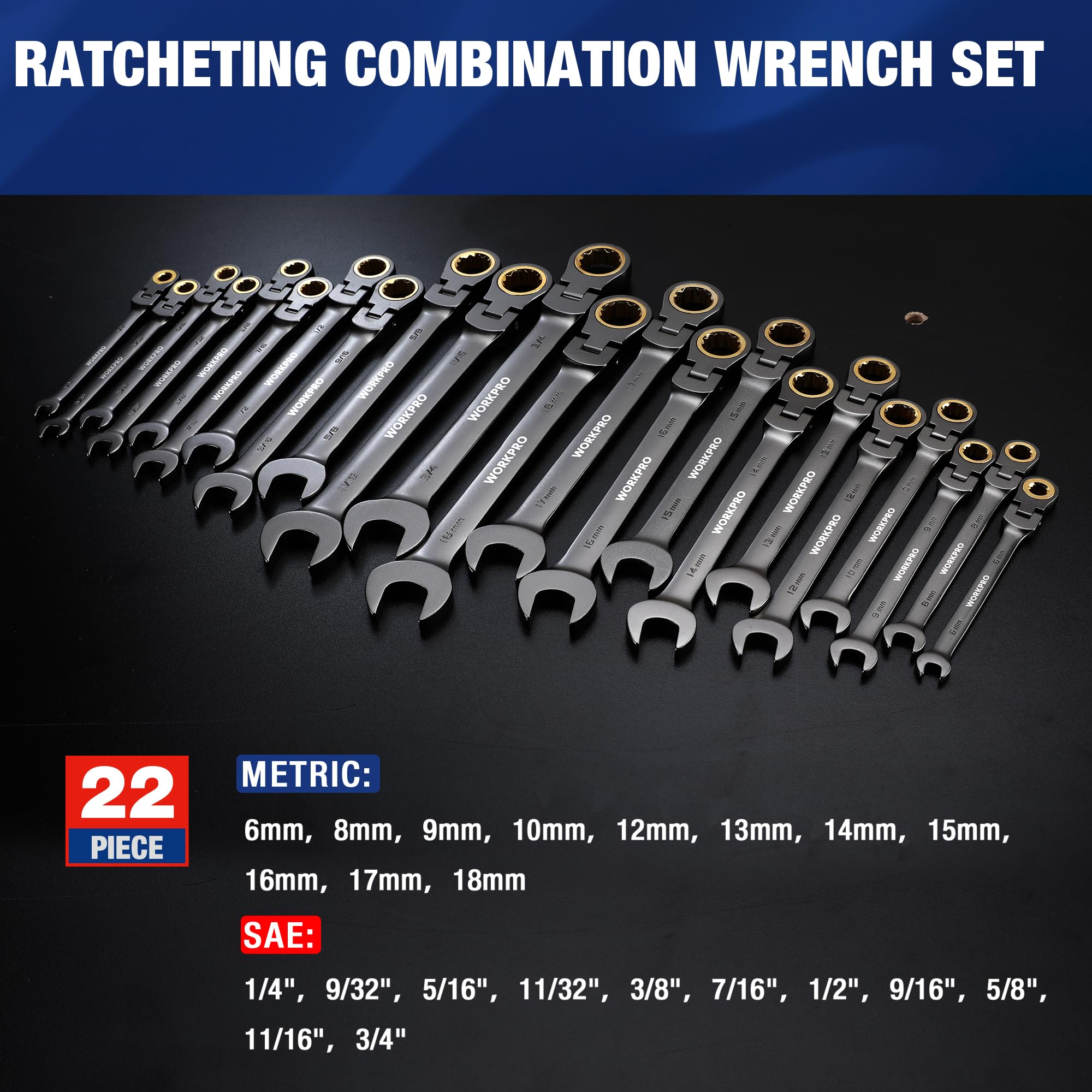 WORKPRO 72-tooth ratchet offers smooth, precise torque adjustments