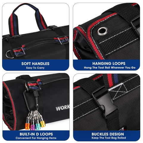 WORKPRO 720D polyester close-up emphasizes rugged durability.