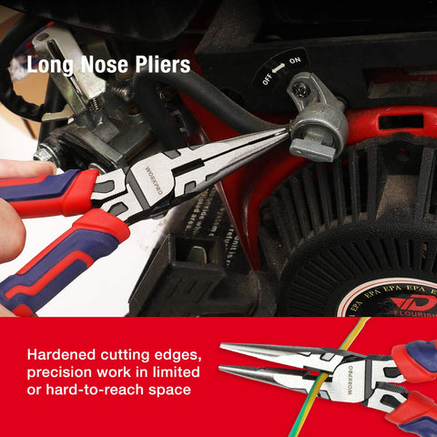 WorkPRO 8-inch groove joint pliers close-up demonstrates versatile gripping.