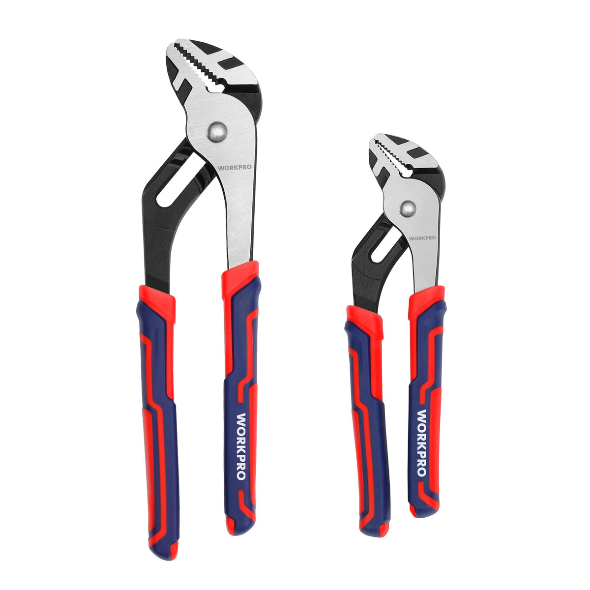 WORKPRO 8-inch groove joint pliers with sturdy grip for pipes and fasteners.