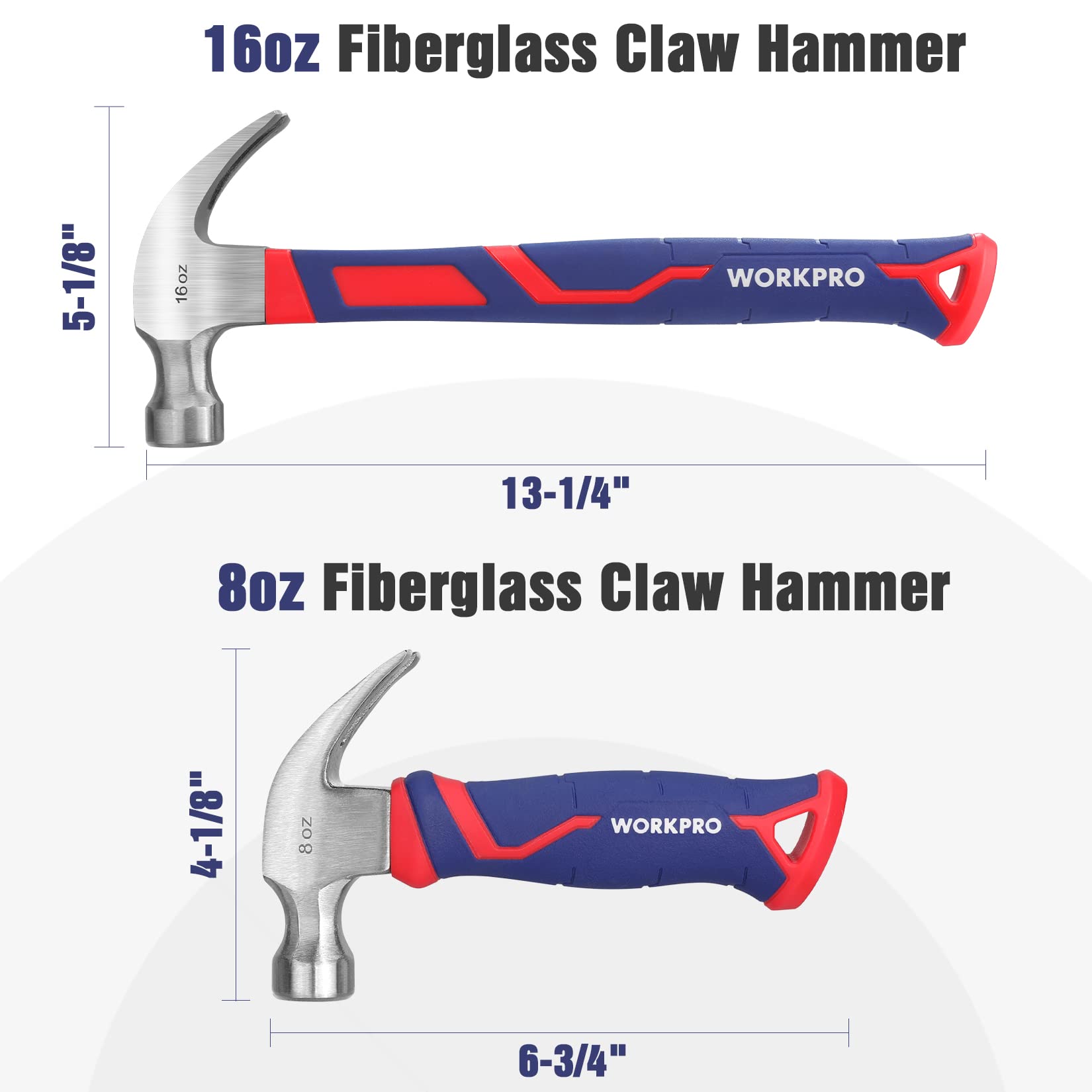 WORKPRO 8oz mini-stubby hammer for detail work in tight spaces.
