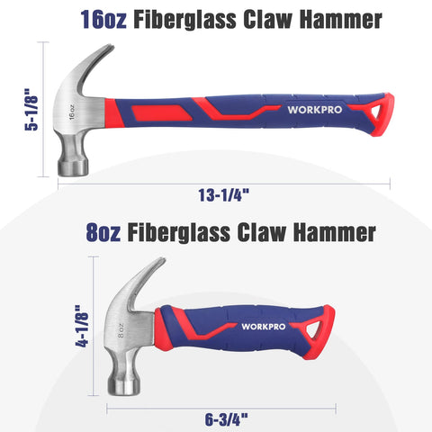 WORKPRO 8oz mini-stubby hammer for detail work in tight spaces.