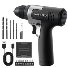WORKPRO 8V drill in hand for quick home projects