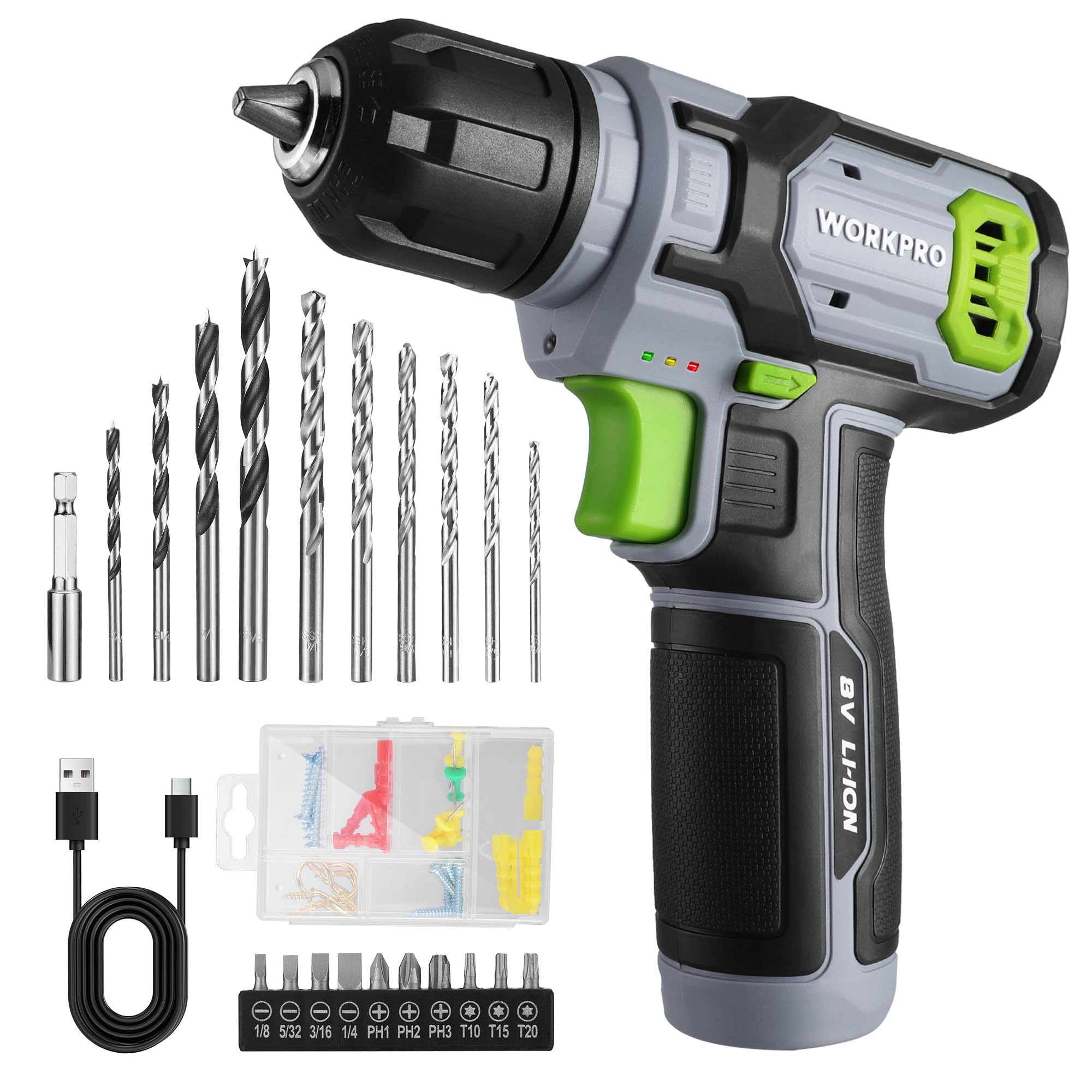 WORKPRO 8V cordless drill in hand for precise DIY drilling and screwing.